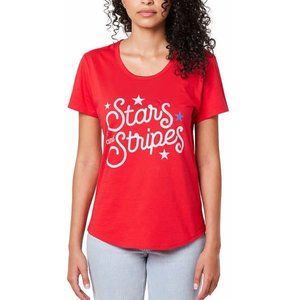 NWT General Standard Women's Stars & Stripes T-Shirt Red Size XL $35 D229